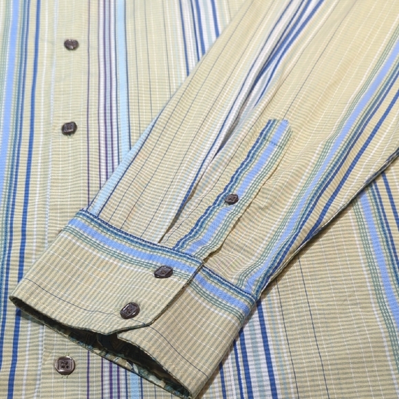 J. Garcia Men's Casual Shirt - Green and Blue Stripes - Picture 4 of 10